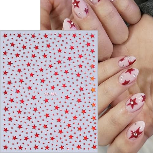8 Sheets Star Nail Art Stickers 3D Shiny Star Nail Decals Self Star Stickers-26