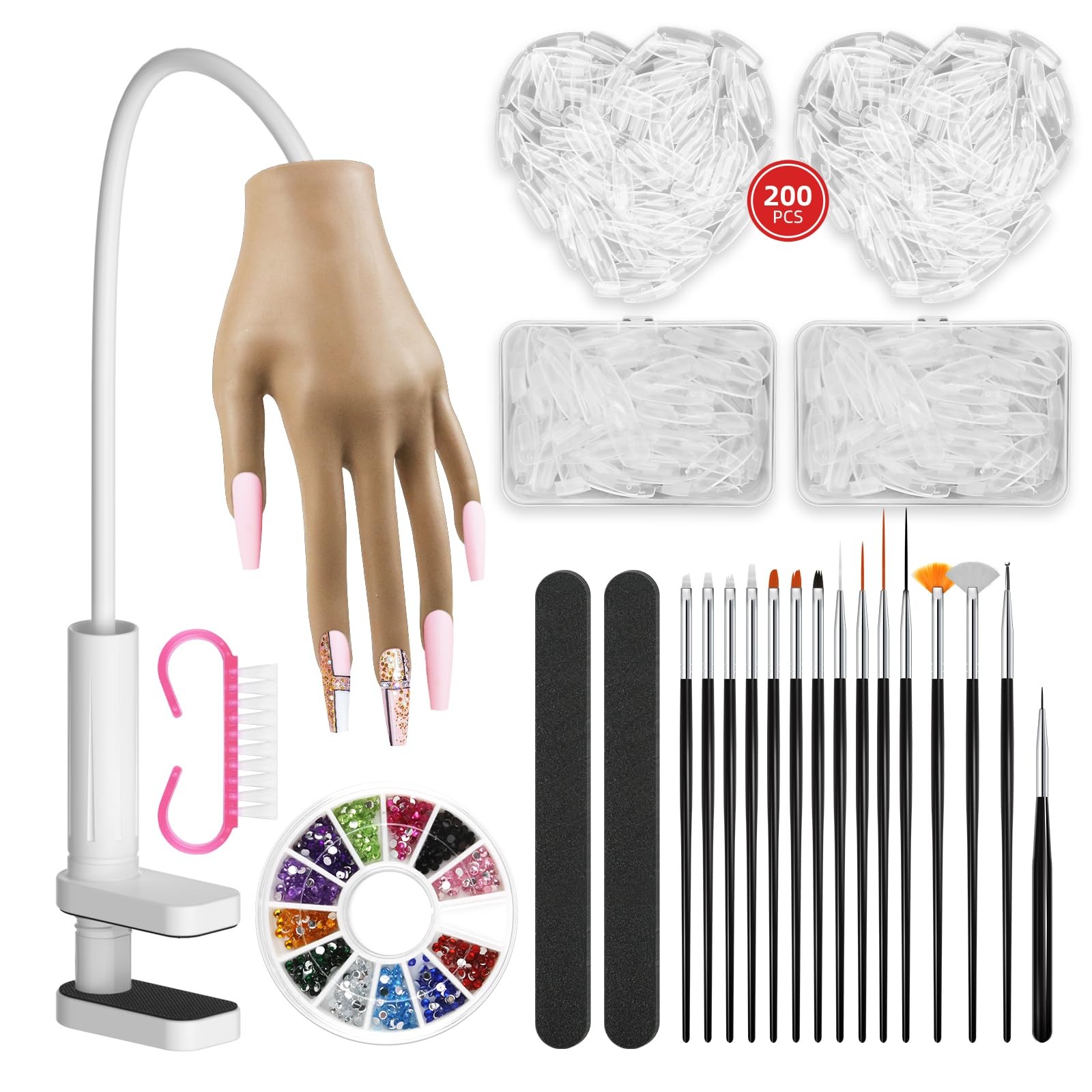 NIQZOPA Practice Hand for Acrylic Nails, Tips Won’t Fall Off Mannequin Brown