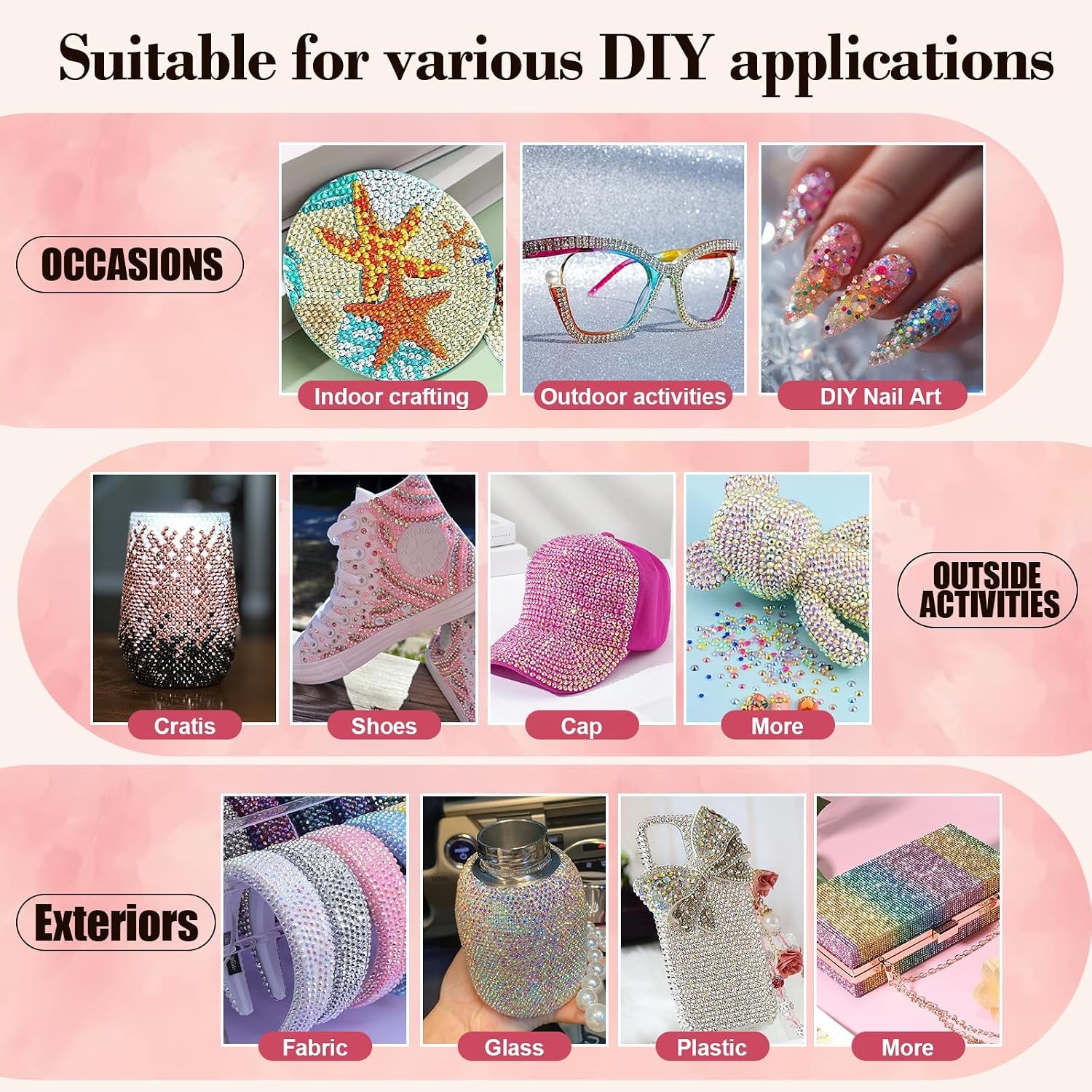 50000Pcs 3mm Resin Jelly Rhinestones Bedazzling Kit 40 Colors Rhinstones Kit
