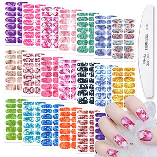 20 Sheets Marble Peel and Stick Nail Polish Strips – Candy Marble Design-2