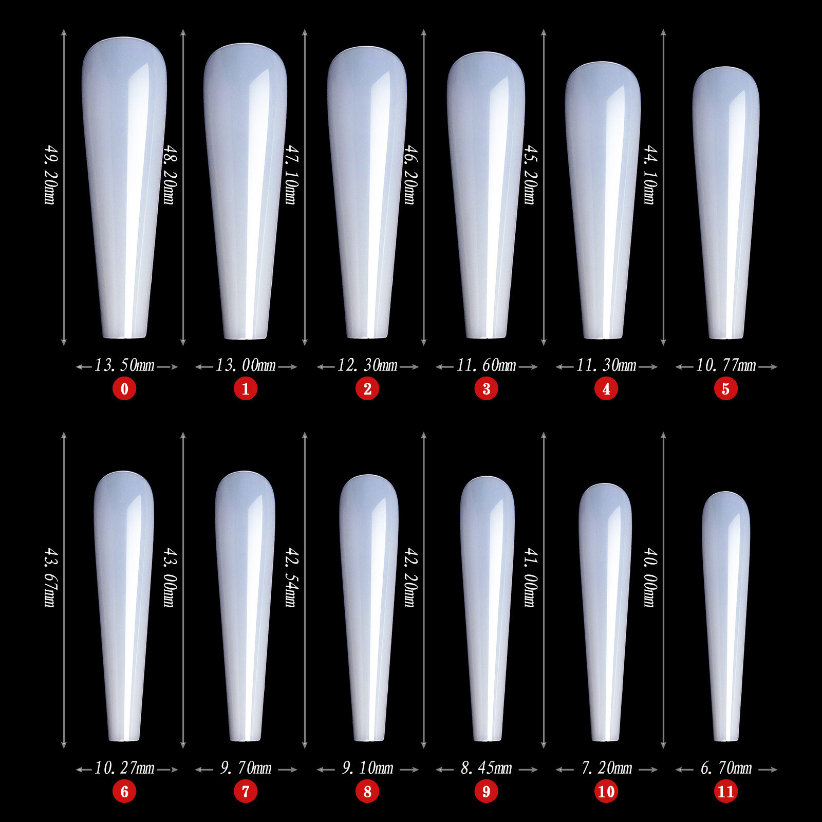 504Pcs Extra Long False Nail Tips Ballerina Full Cover C Curve Shape Fake Nails