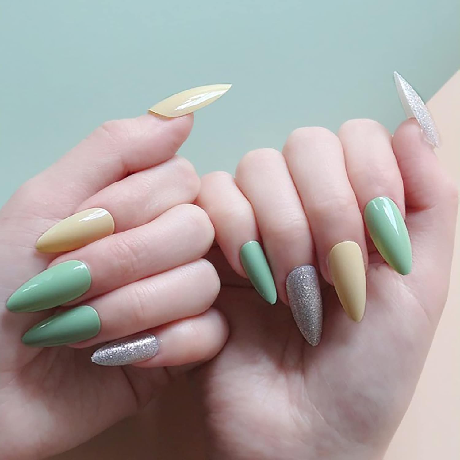 500Pcs Medium Almond Fake Nail Tips Full Cover Clear Acrylic Nails Press on N…