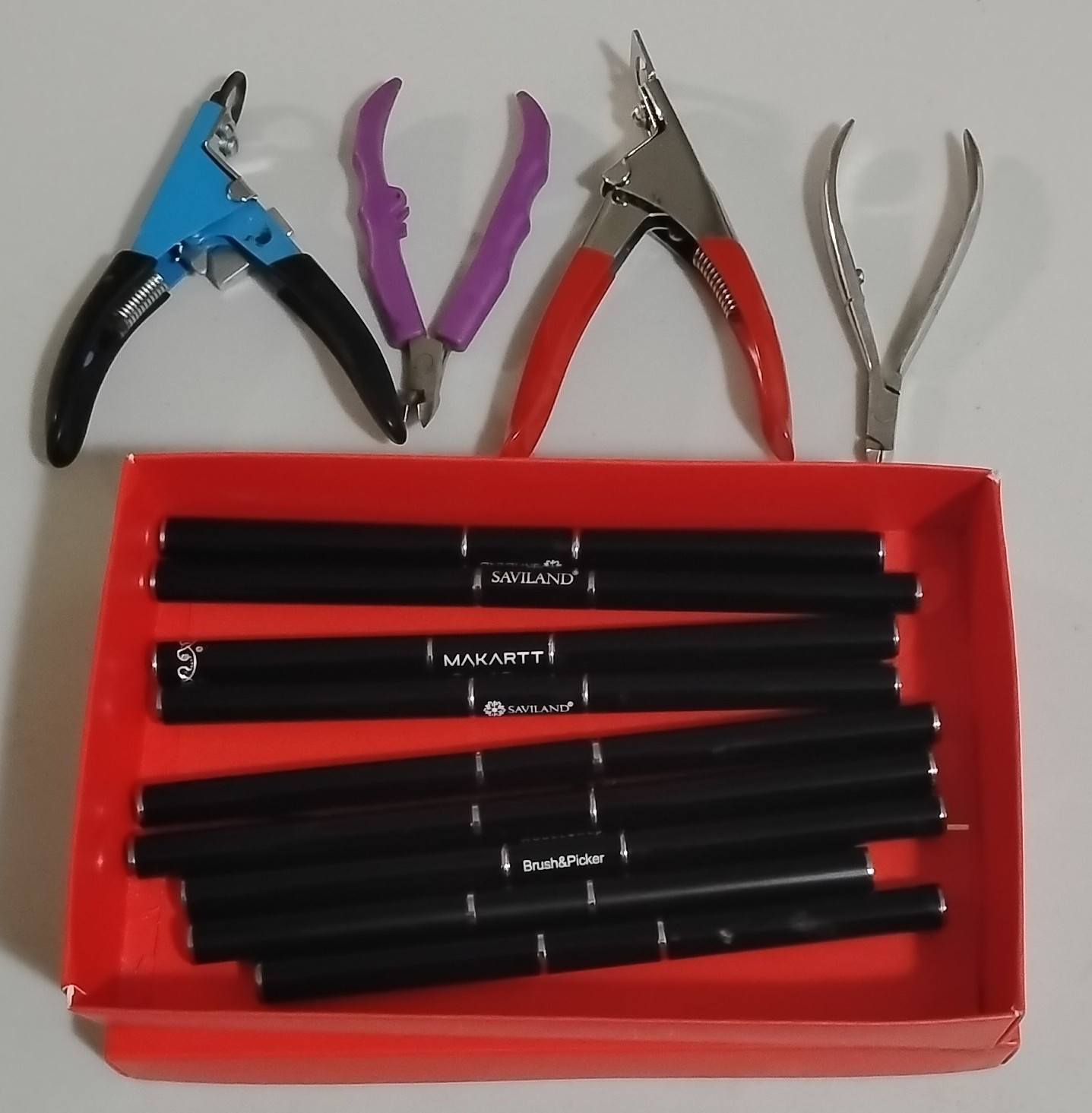 Saviland Makartt Modelones Nail Art Tool Set Double Head Brushes Pickers Nippers