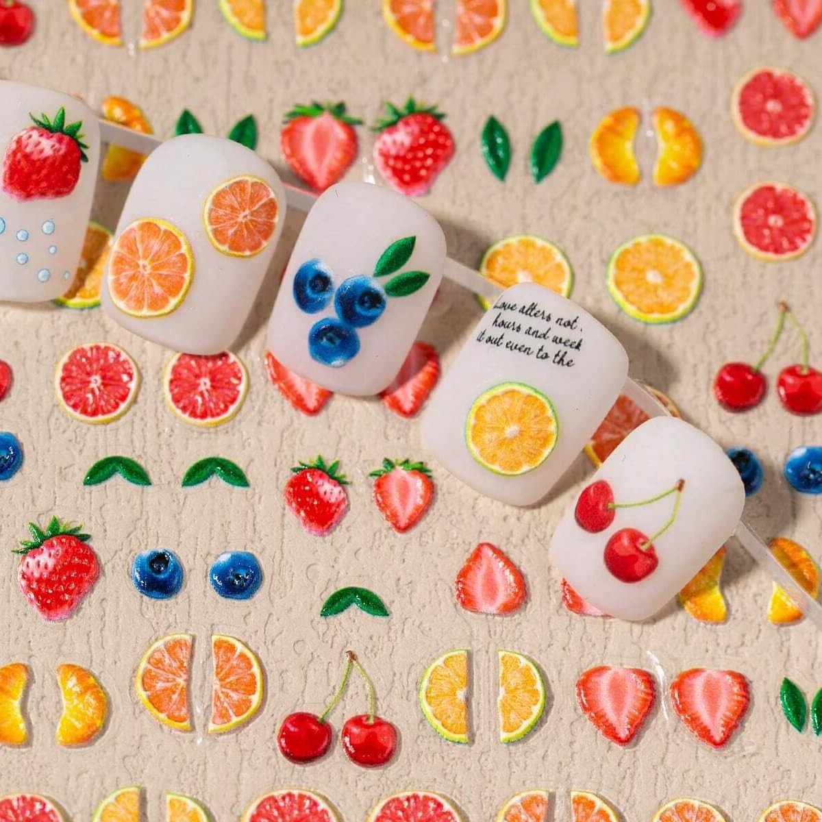 5D Embossed Fruit Nail Art Stickers Summer Fruit Nail Decals 1PCS Orange Lemon S