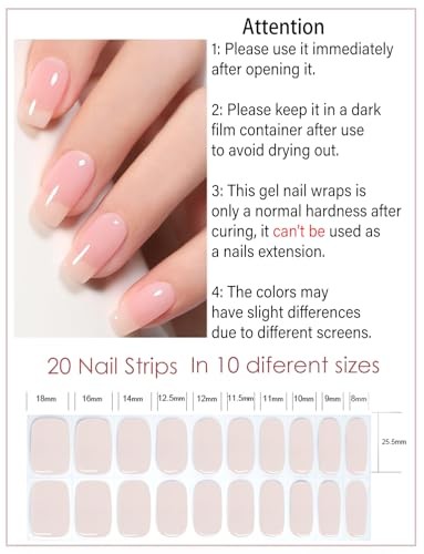 Semi Cured Gel Nail Strips, Natural Color, Jelly Nude, Easy to N Jelly Nude