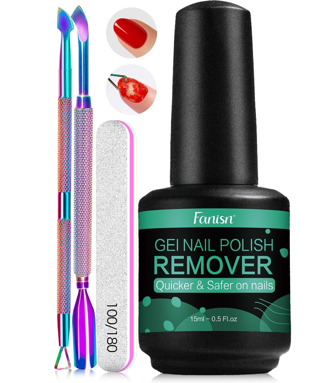 FANISN Gel Nail Polish Remover with Tools, 15ml (0.5 fl oz) 15 ml (Pack of 1)