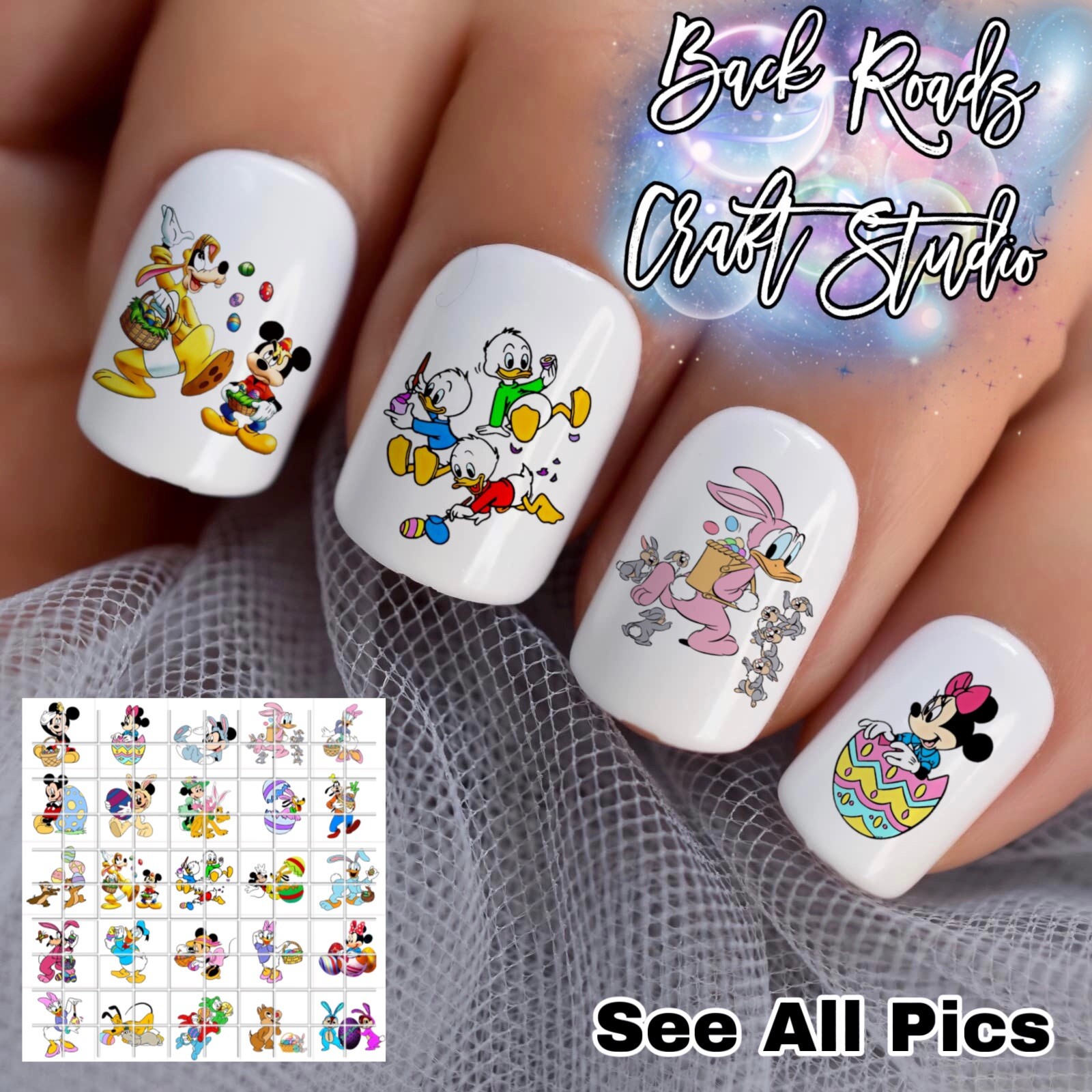 Mickey & Friends Easter Waterslide Nail Art Decals Set Of 50 Instructions Bonus