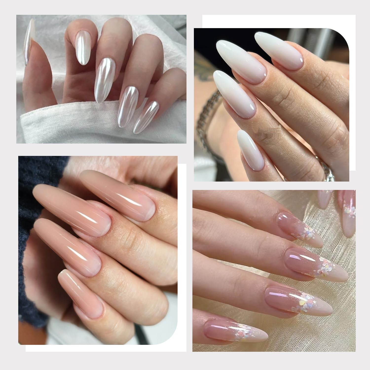 Almond Sandwich Dual Nail Forms for Builder Gel 180PCS Top Bottom