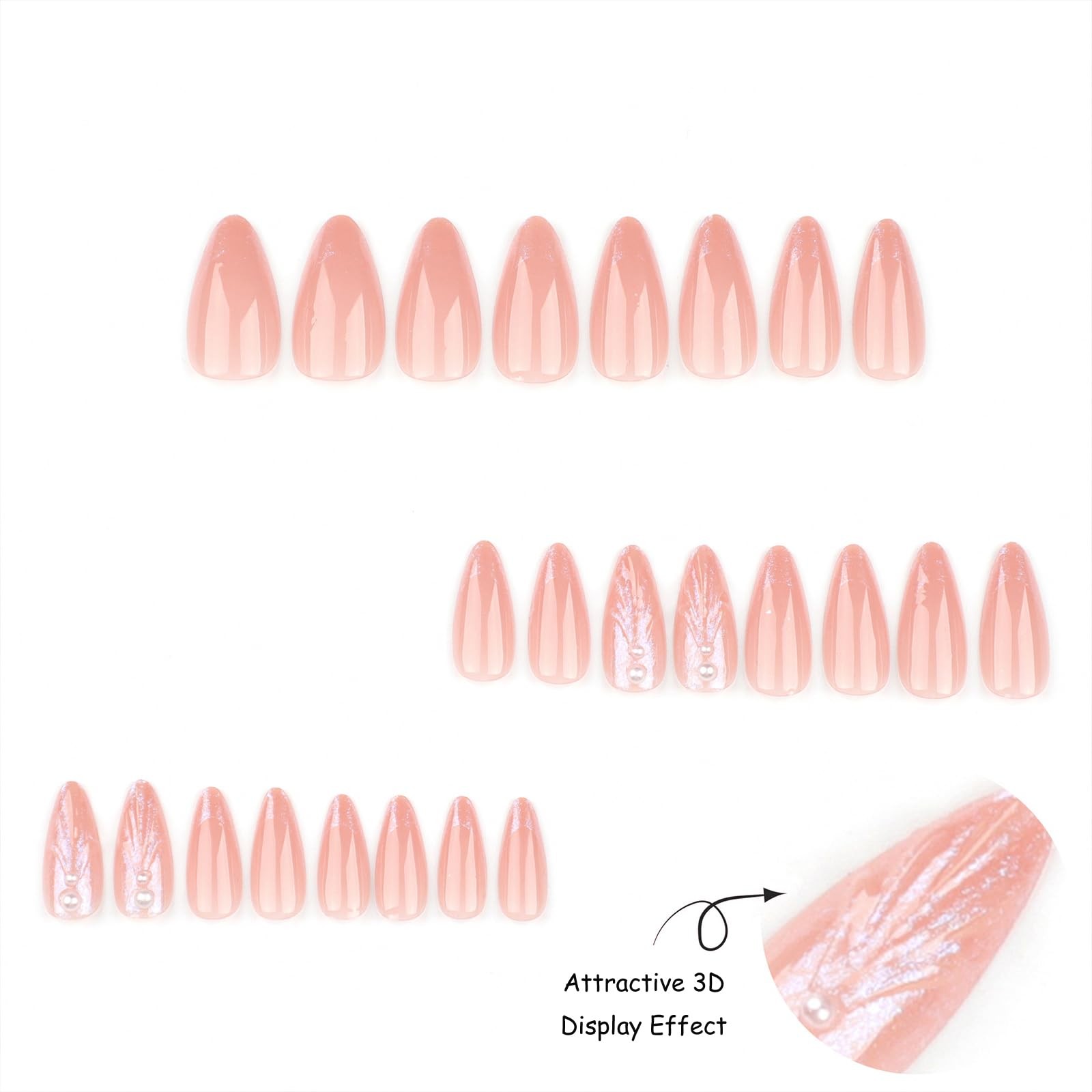 24pcs French Tip Press on Nails Medium Almond Fake Nails Acrylic False Nails …