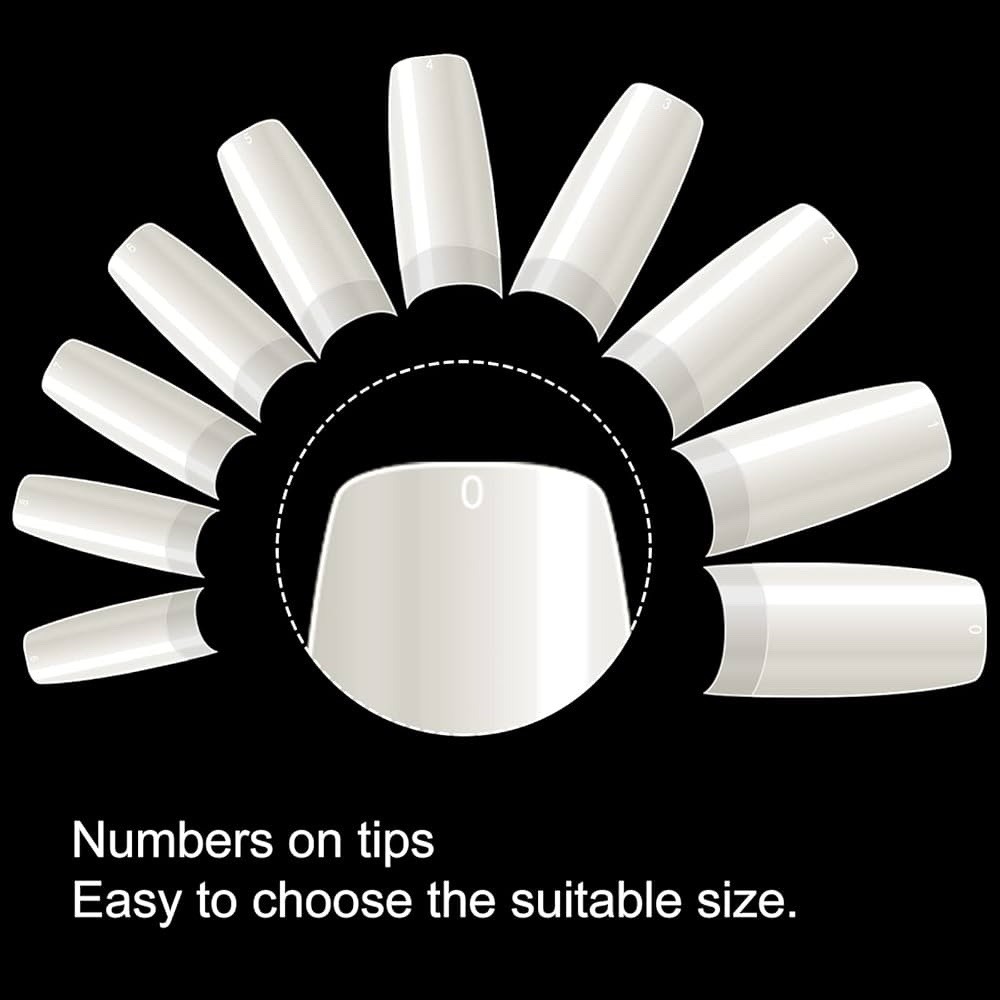 krofaue 500PCS Half Cover False Nails Tips (Pack of 500), Natural 10 sizes