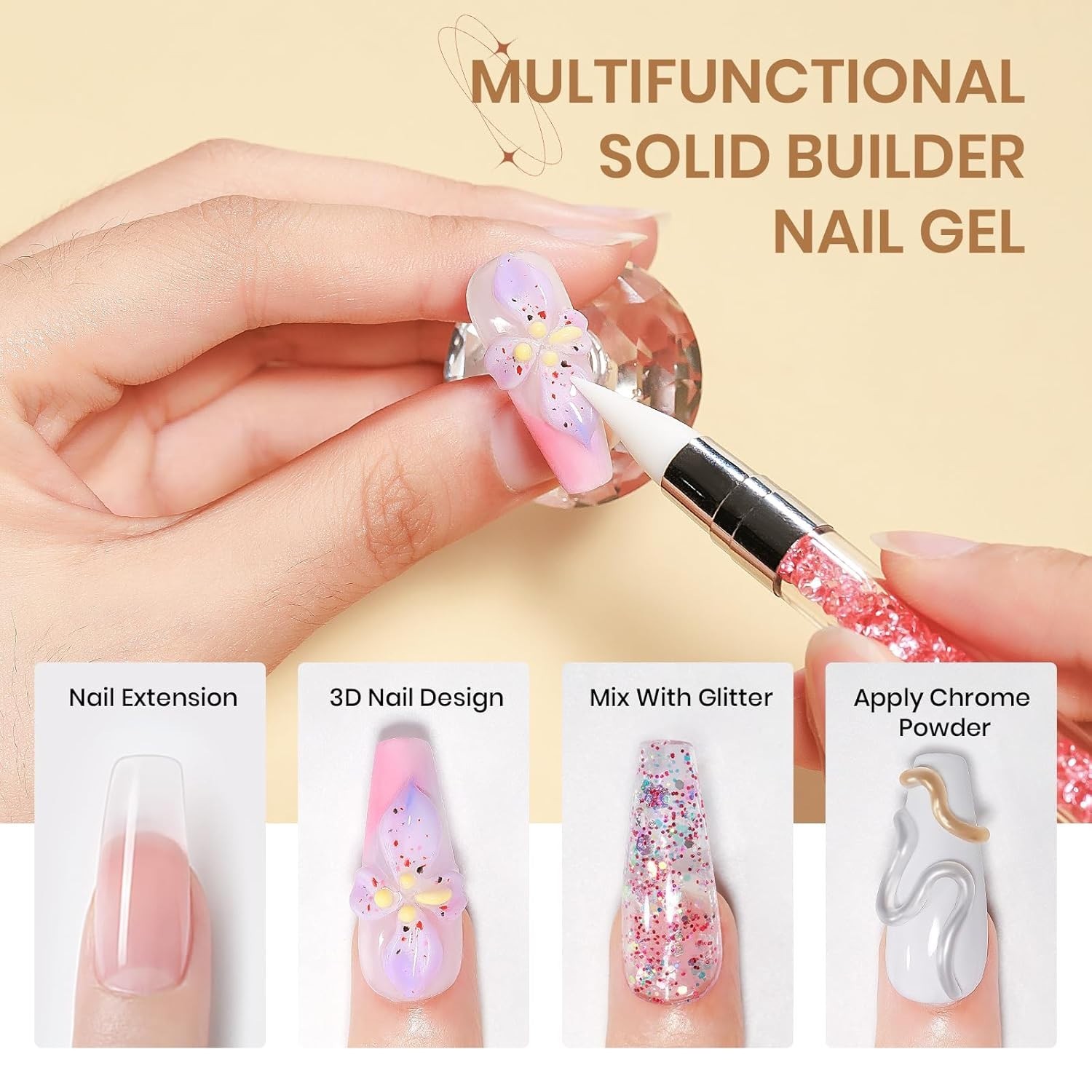 DIY 3D Nail Art Gel – 14g Non-Stick Builder Gel Kit for Salon Results at Home