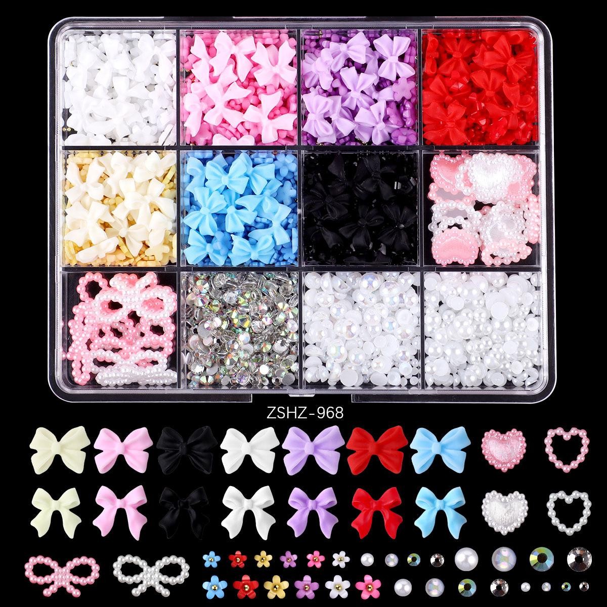 Mixed Flatback Gems & Flower Charms, Resin Rose Alloy Nail Art Supplies