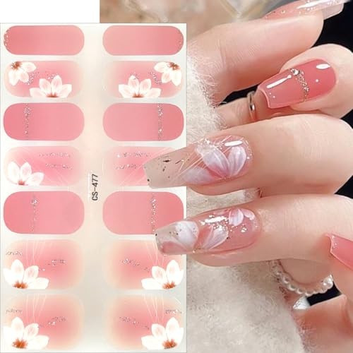 6 Sheet Spring Summer Nail Gel Stickers Self-Adhesive Flower Nail Stickers-5