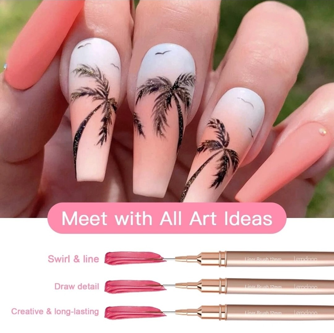 5 Pcs Purple Nail Art Liner Brushes Painting Detail Nail Brushes For Nail Art