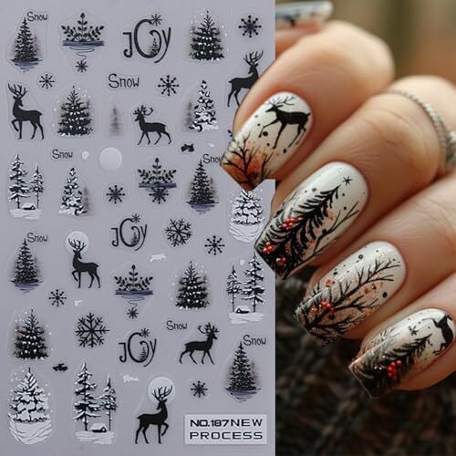 Christmas Nail Art Stickers Decals Winter Snowflake Cute Christmas style3