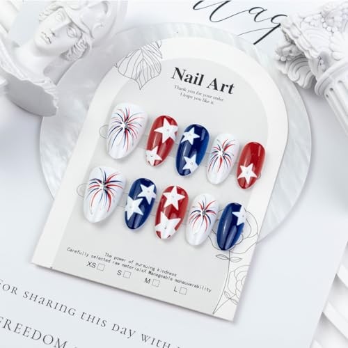 30Pcs Independence Day Patriotic Press on Nails – 4th of July Nails – 3