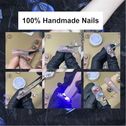 10Pcs(1Pack) Handmade Nails Press On Nails Long Stiletto 35mm Muse Sonata 3D