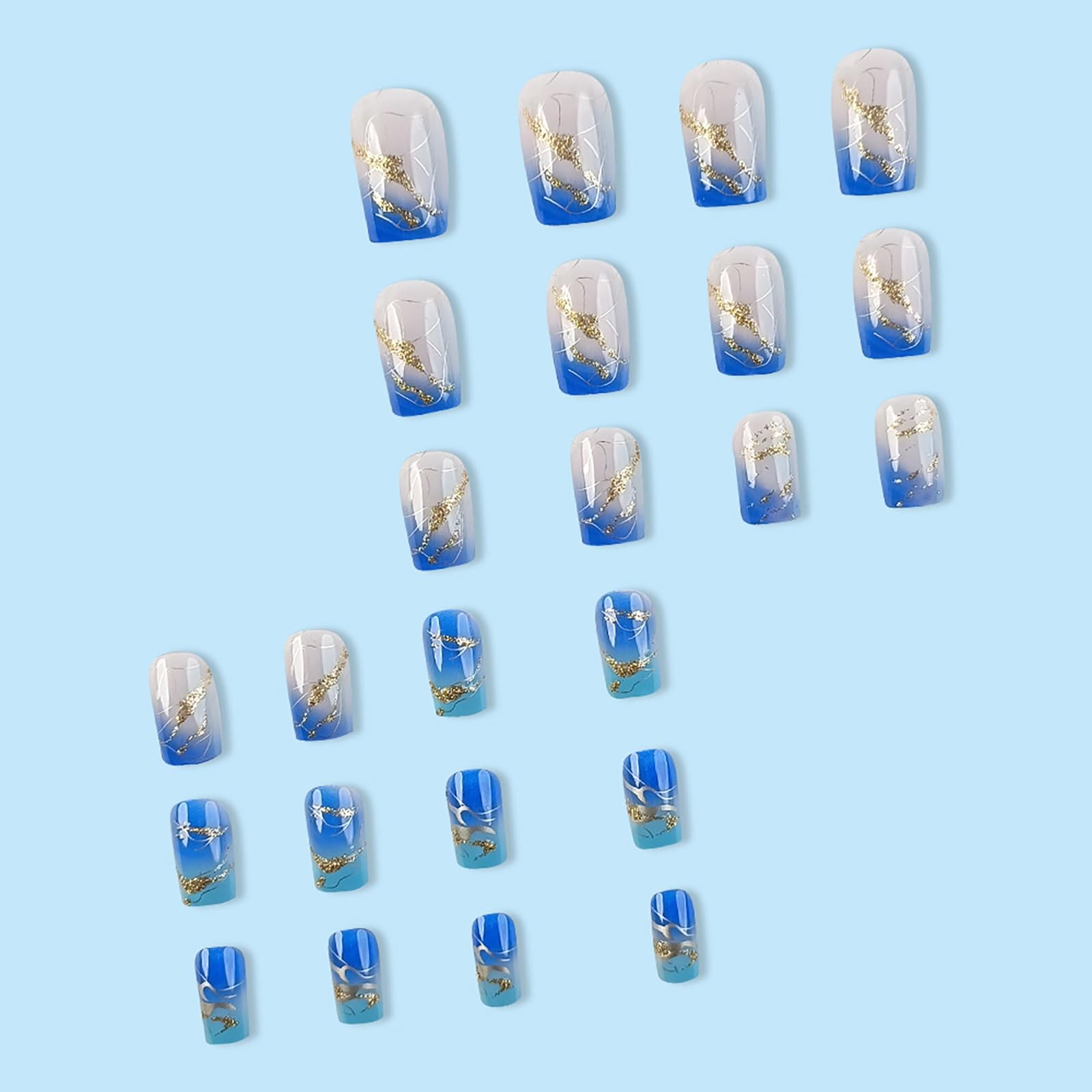 24Pack Medium Press on Nails Nails Square Fake Nails RTKFZE Medium Long Acryl…