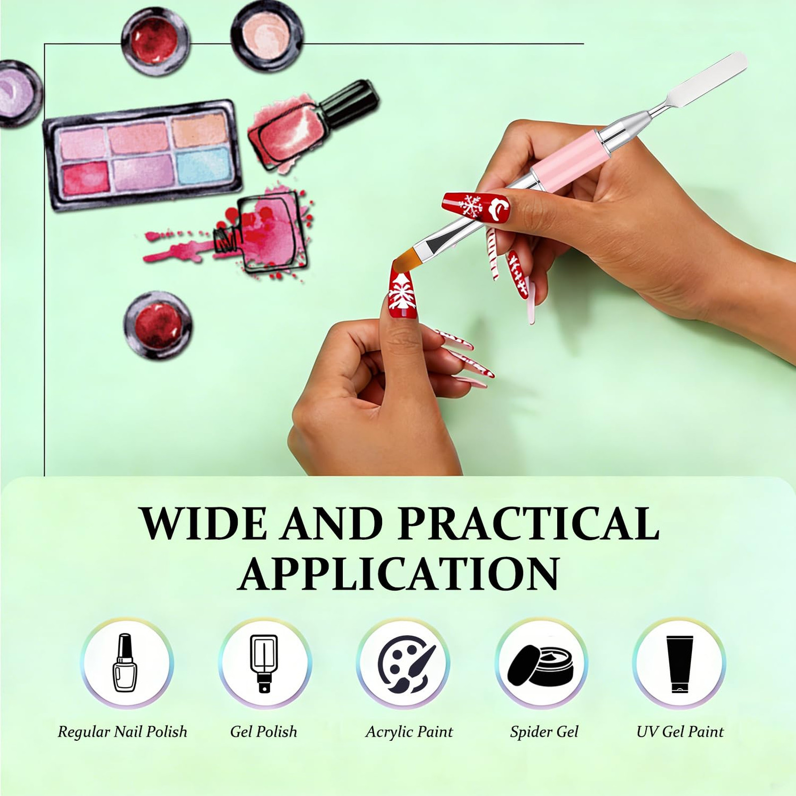 Dual Ended Gel Nail Brush Set, Nail Sculpting Tool for Poly Extension, Sculpture