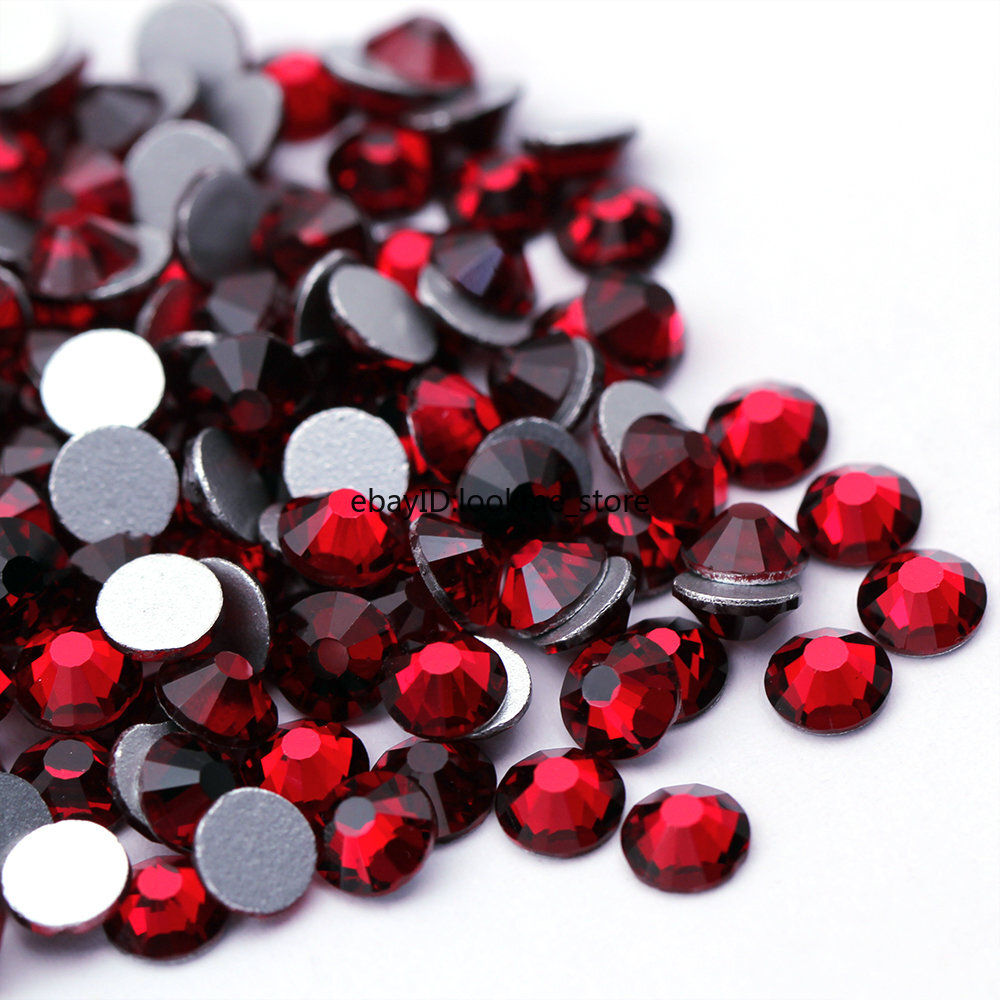 1440pcs Siam Crystals Glass Rhinestones FlatBack Glitter Gems for 3D Nails Decor