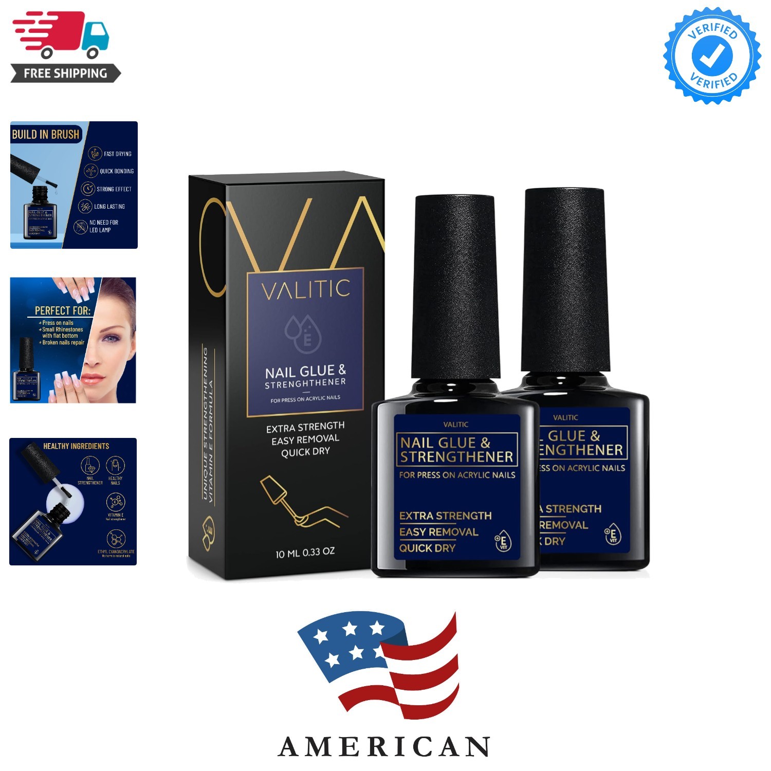 Strong Nail Glue and Strengthener for Acrylic and Press On Nails – Quick Dry …