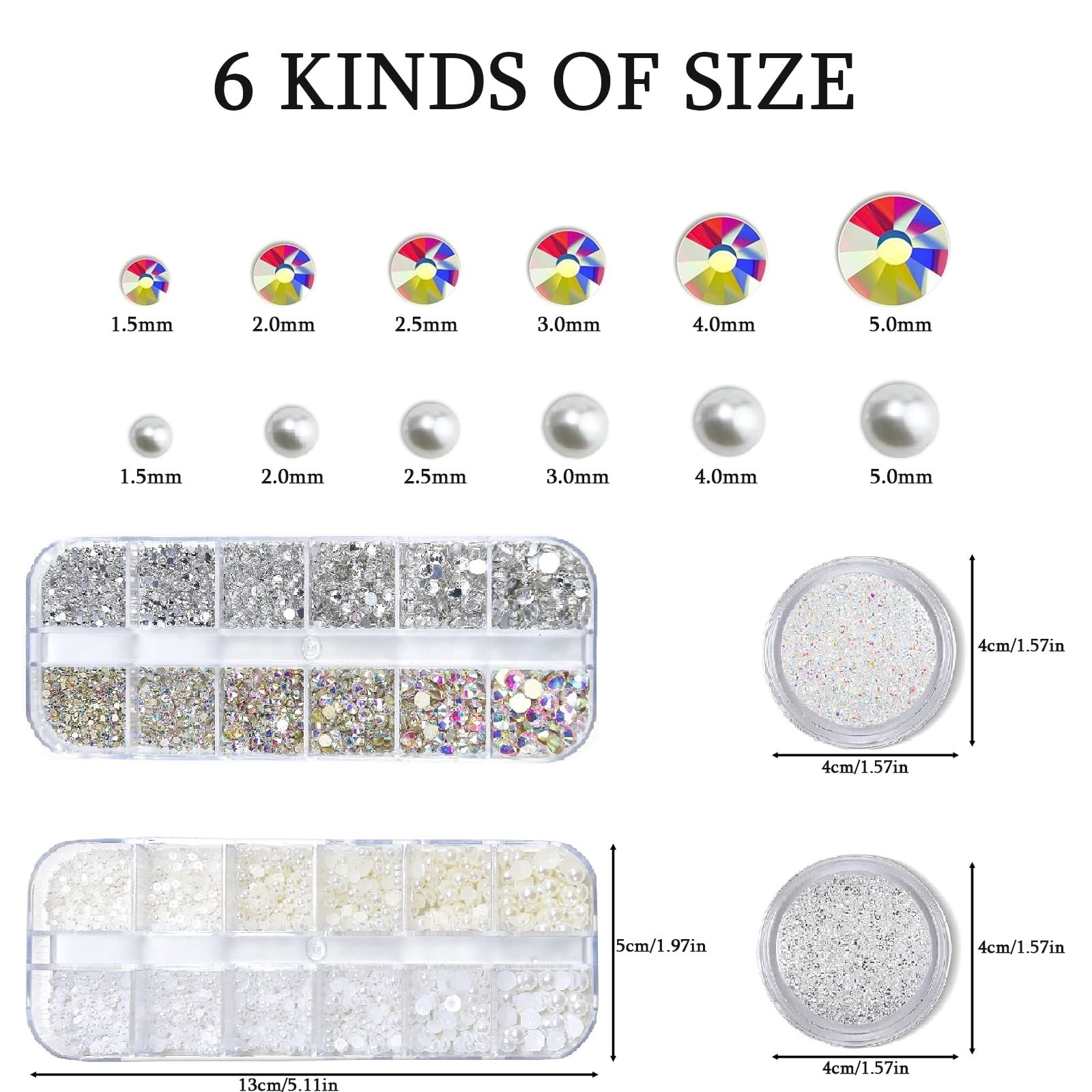 4 Boxes Nail Art Rhinestones Flatback Rhinestones Pearls Nail Charms for Acry…