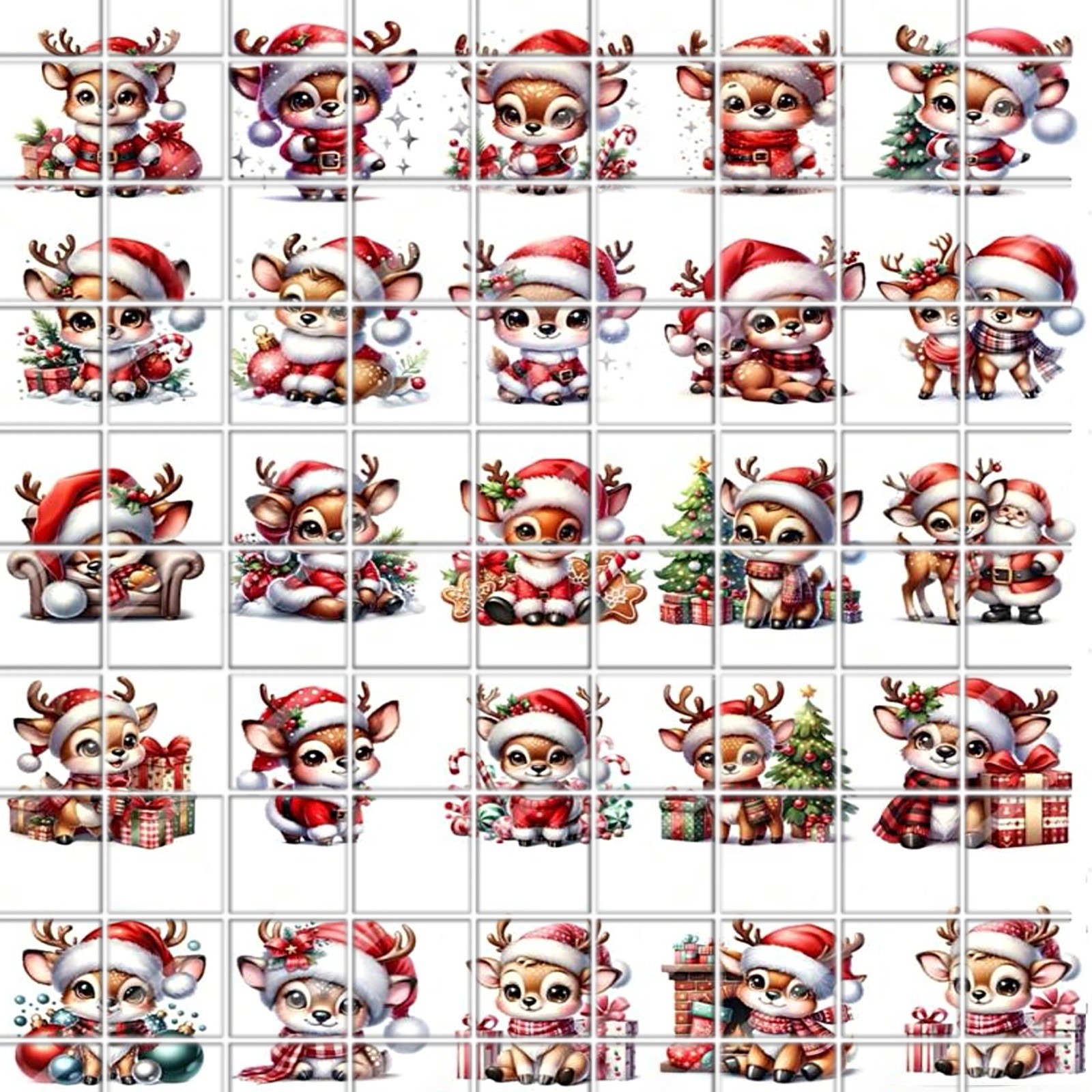 Reindeer Christmas Waterslide Nail Decals Set Of 50 Instructions & Bonus