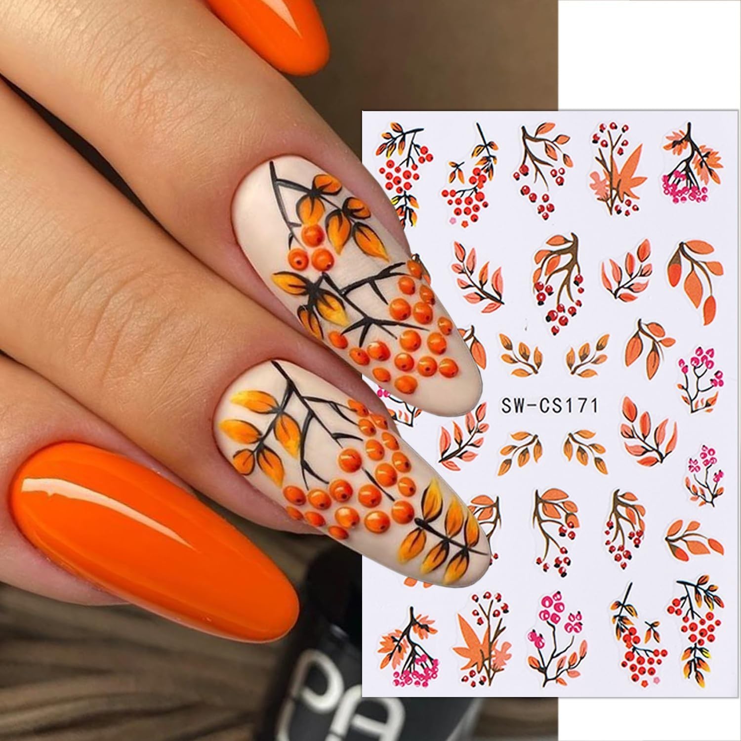 6 Sheets Fall Nail Stickers for Nail Art Black Flower Pine Nail Art Stickers …