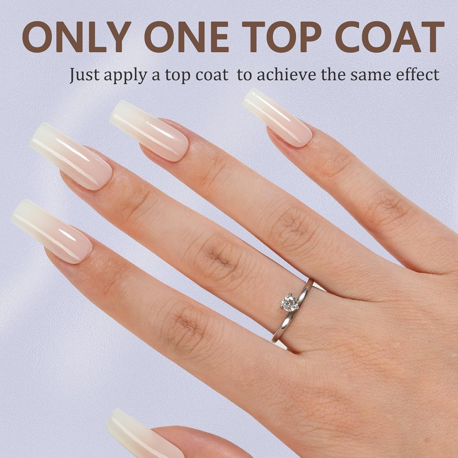 White Ombre Press on Nails, 150Pcs Long Square Gel Fake Nails | Gradient No N…