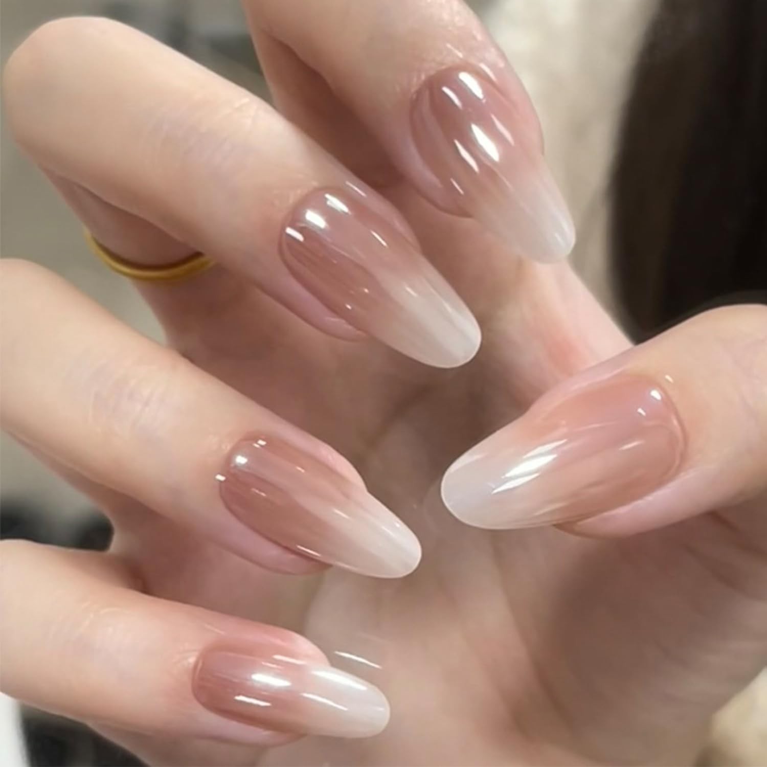 White Pearl Chrome Nail Powder for Gel Nails Clear Glazed Donut