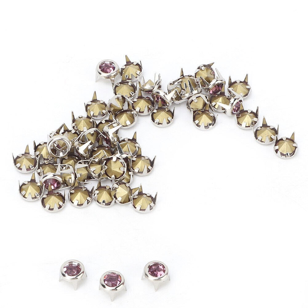 50PCS 7mm DIY Silver Round Claw A Grade Crystal Rhinestones for Crafts
