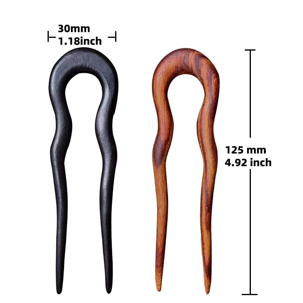 CHOISBEING Wooden Hair Sticks for Women, 1 Count (Pack of 2), rosewood, ebony