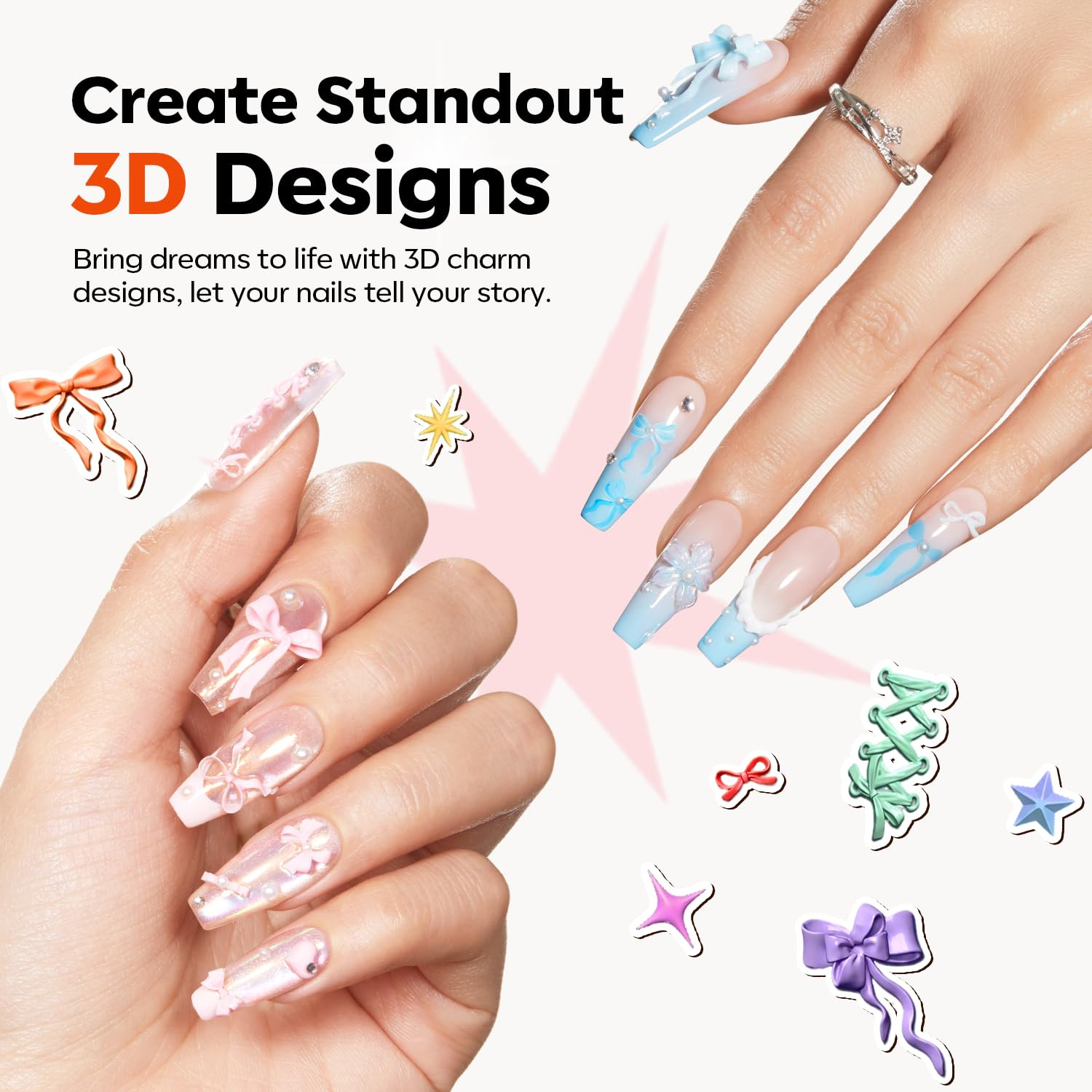 Silicone Nail Art Molds, 2PCS 3D Flowers Nail Charm Molds