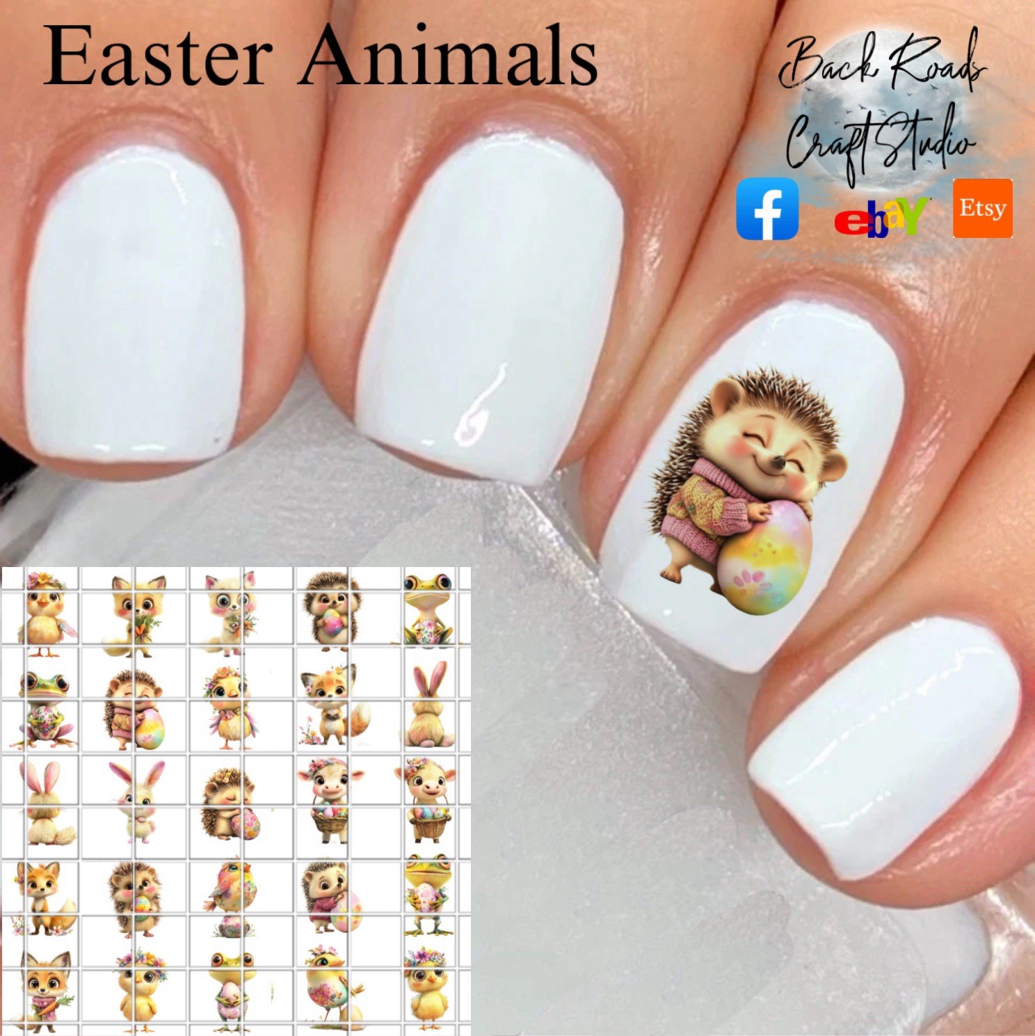 Easter Animals Waterslide Finger Nail Decals Set Of 50 Ins Bonus Inc.