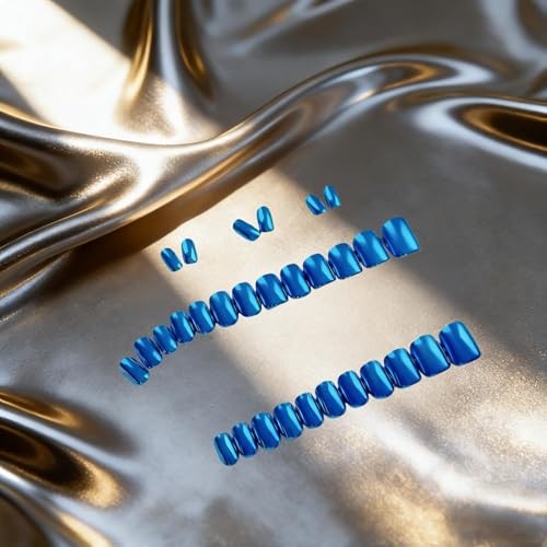 Chrome Press on Nails – Gel – Square-Royal Blue – Gel