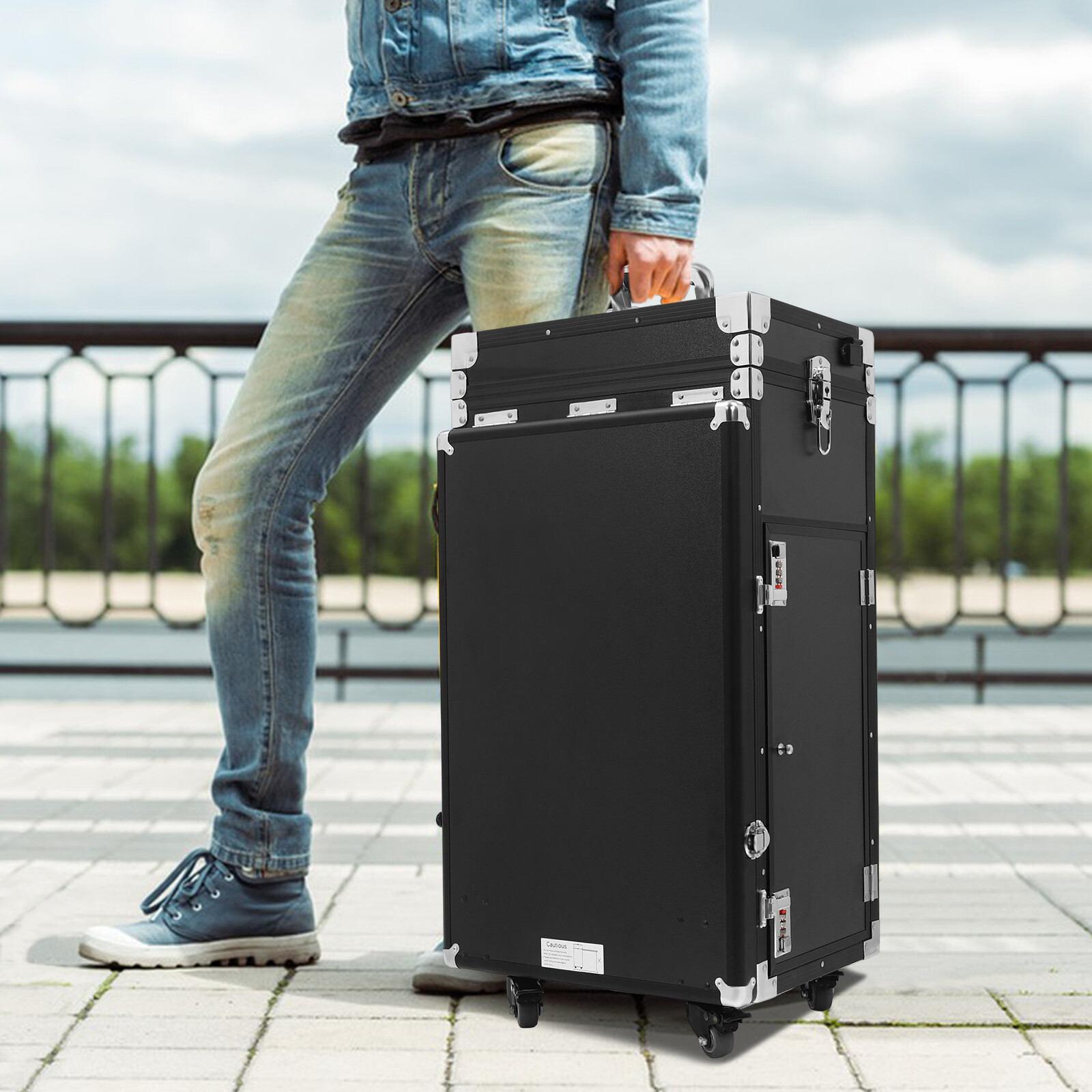 Storage Rolling Manicure Table Nail Desk Travel Train Case Cosmetic Trolley USA
