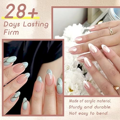 480PCS Nail Tips Clear False Nails Full Cover for Acrylic Almond&Square-480pcs