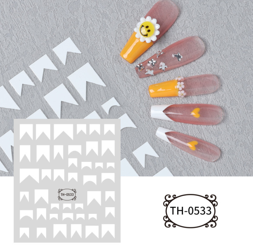 French Tips Nail Sticker White Stripes Wave Self-Adhesive Decals for Finger NH18