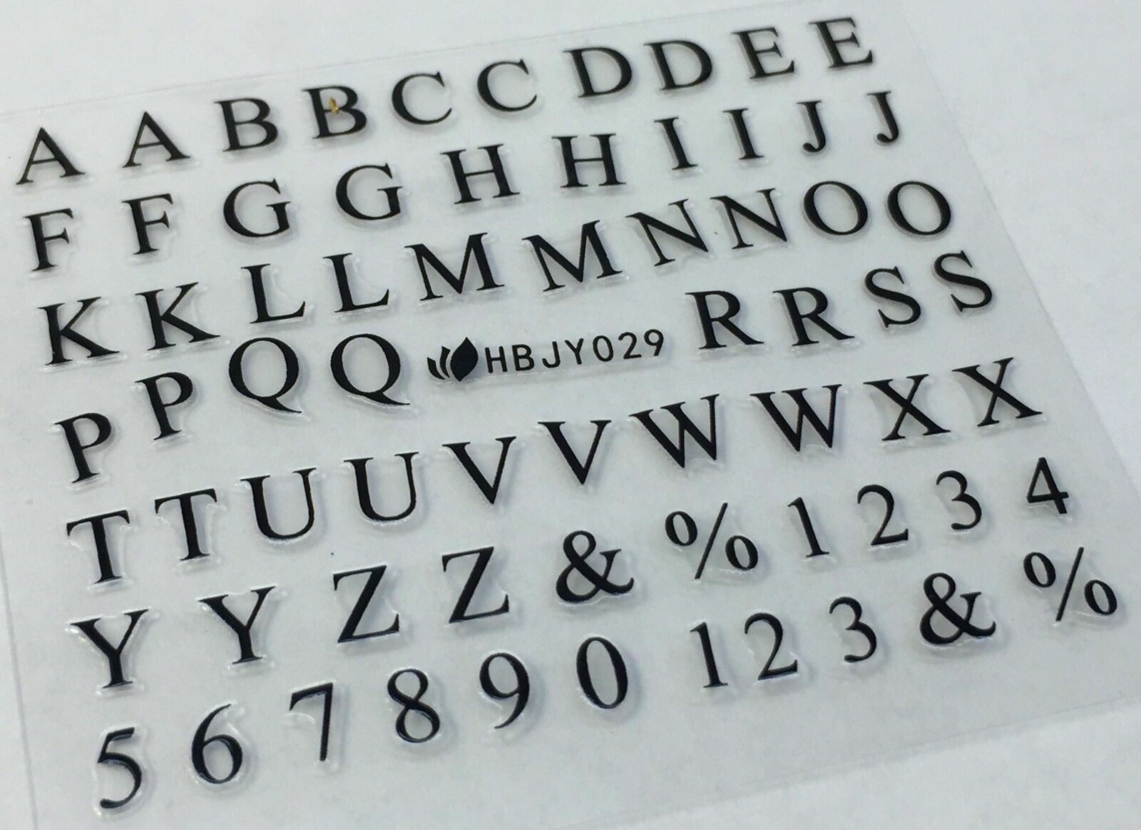 Nail Art 3D Decal Stickers Alphabet Letters Black HBJY029