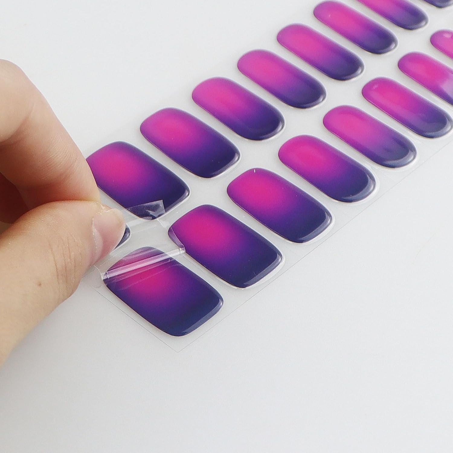 Gel Nail Stickers Pink Purple Semi Cured Gel Nail Strips Wraps UV/LED Nails Art