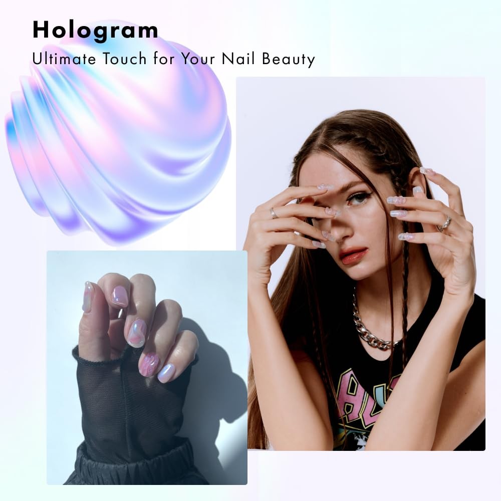 UUUUU. Gel Nail Powder Stick with 0.35 Fl Oz (Pack of 1), Silver, Hologram