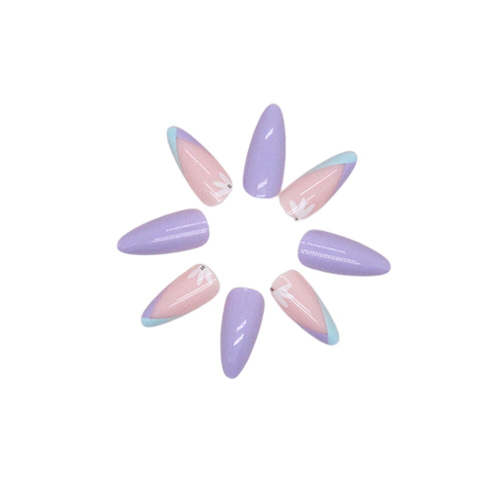 Press On Nails Reusable Almond Long Pastel Nail Tips 5 Accessories