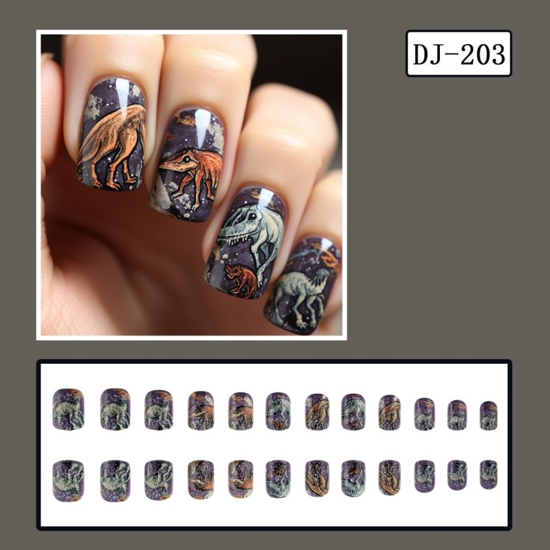 24pcs Unique Purple Dinosaur Nail Art For Independence Day And Special Occasions