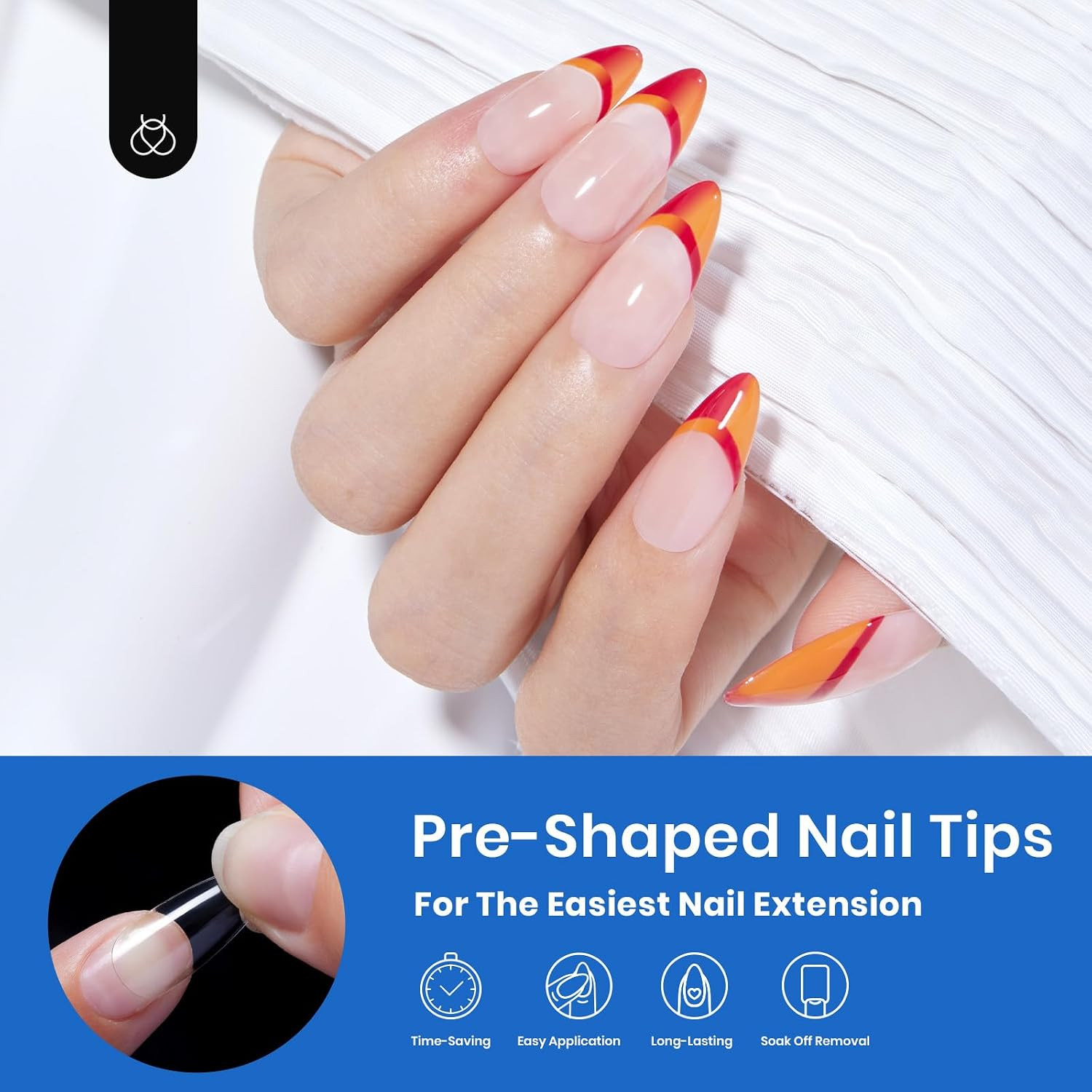 Gel Nail Tips Almond Medium Shape Nails 500Pcs Pre Shaped | Soft Nail Tips Clear
