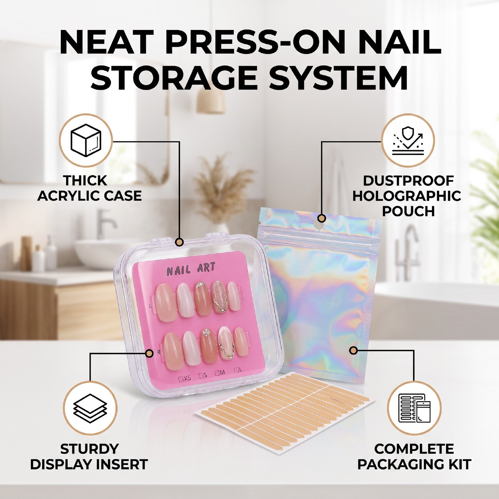 15 Sets Press On Nail Storage Boxes Dust Proof Thick Clear Fake Nail Display NEW