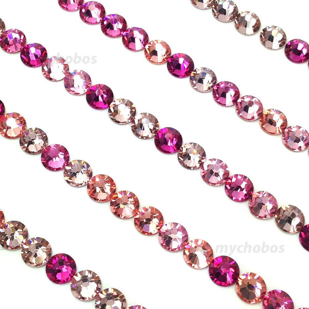 144 Swarovski 2058/2088 crystal flatbacks No-Hotfix rhinestones PINK Colors Mix