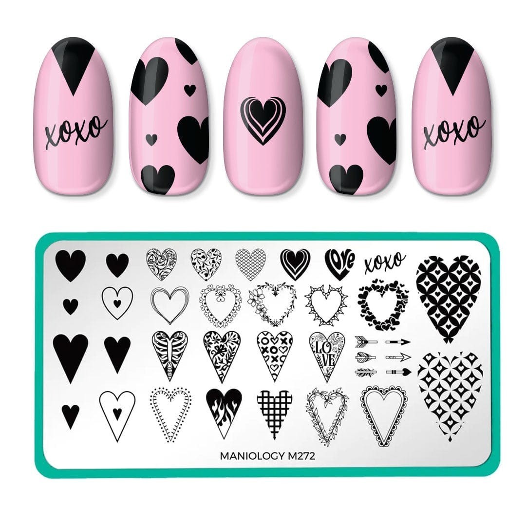 Maniology Nail Stamping Plate Bundle M219 Crystal Galaxy & M272 Bleeding Hearts