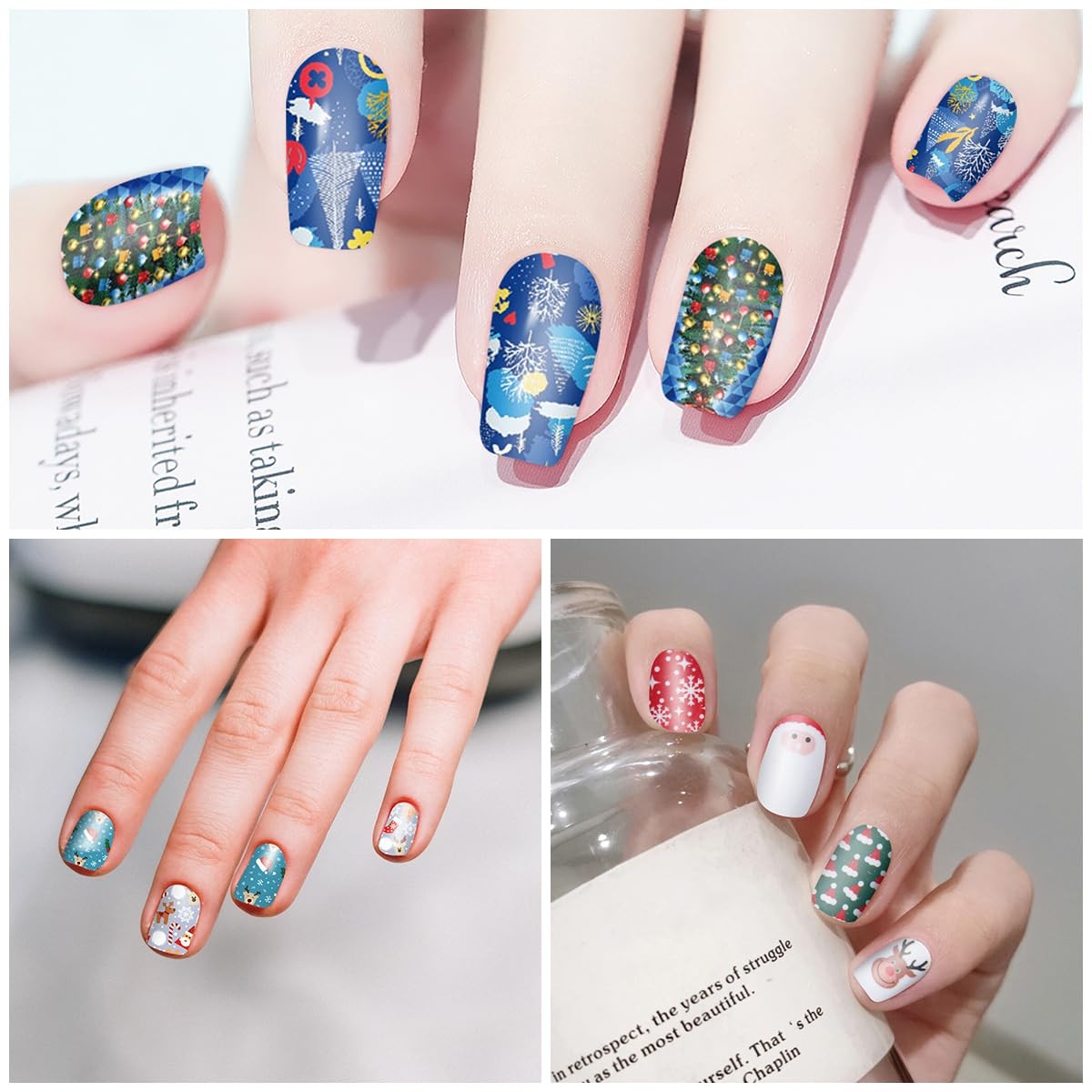 20 Sheets Christmas Nail Wraps Holiday Nail Polish Strips Gel Nail Strips Sel…