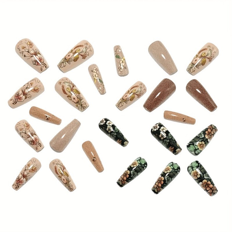 48 Pieces of Medium Ballet Style Fake Nails, Removable and Reusable Nail Art