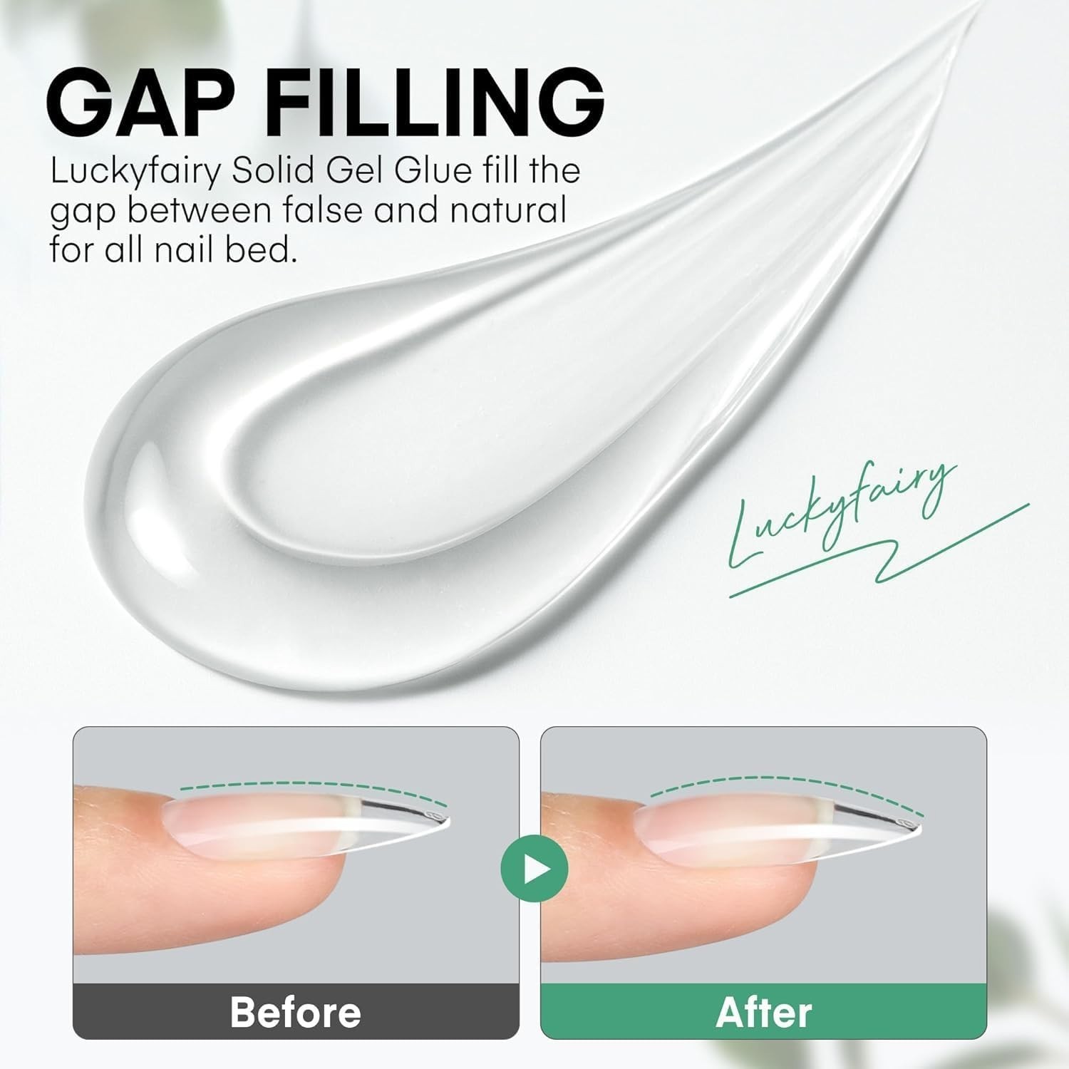 Nail Glue, 40ml, Solid Gel, Precision Nozzle, LED UV Lamp Curing Needed